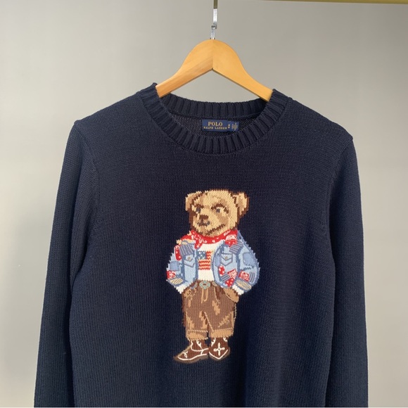 Polo by Ralph Lauren Navy Sweater with Bear Design - Picture 3 of 8